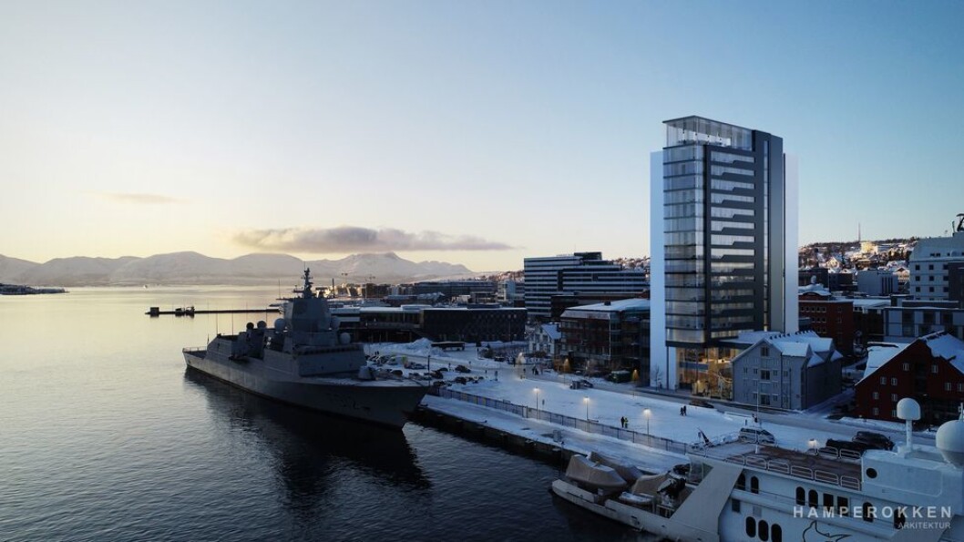 HØYT: Slik kan det nye hotellet bli. Ill.: Hamperokken arkitektur HØYT: Slik kan det nye hotellet bli. Ill.: Hamperokken arkitektur