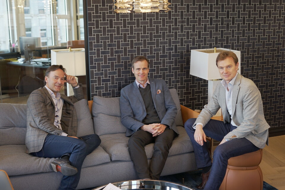 FORVENTNINGER: Lars Kristiansen, Thomas Tenden og Terje Nesbakken har store forventninger til kontorfellesskapet, som er et coworking for eiendomsaktører. Foto: Glen Widing FORVENTNINGER: Lars Kristiansen, Thomas Tenden og Terje Nesbakken har store forventninger til kontorfellesskapet, som er et coworking for eiendomsaktører. Foto: Glen Widing