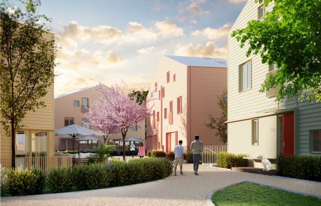 GREND: De sju tomannsboligene skal danne ei grend, ifølge planene. Foto: Kjelsåsgrenda. Ill.: Privatmegleren GREND: De sju tomannsboligene skal danne ei grend, ifølge planene. Foto: Kjelsåsgrenda. Ill.: Privatmegleren