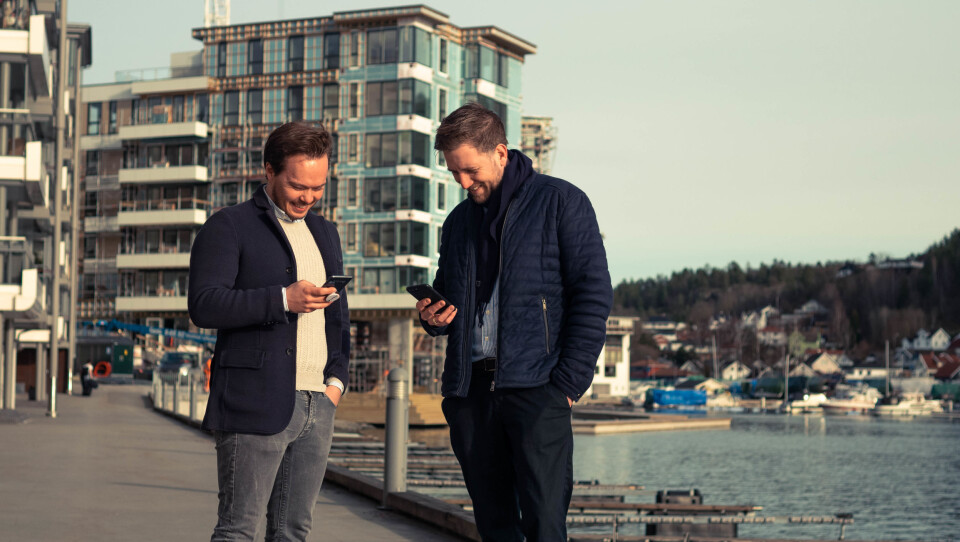 GÅR DIGITALT: Digitale nøkler er en forenkling i mange ledd i etboligprosjekt. Finn Magnus Holden (til venstre), Forretningsutvikler Unloc. MariusLeiddal Eiendomsutvikler, AF Eiendom.