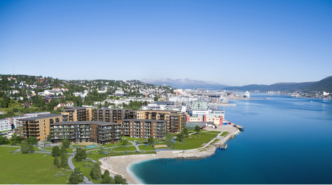 332 BOLIGER: Totalt skal det oppføres 332 boliger ved en offentlig Sjøpark. Ill: Oxyvisuals 332 BOLIGER: Totalt skal det oppføres 332 boliger ved en offentlig Sjøpark. Ill: Oxyvisuals