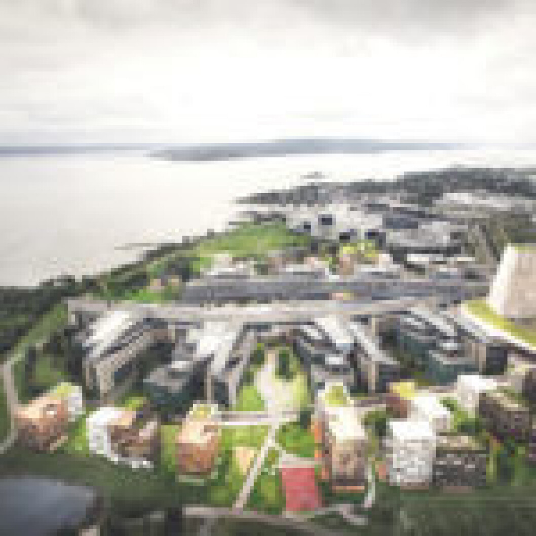 BOLIG: Det er planlagt 28.500 kvadratmeter bolig, på grøntområdet og parkeringsplassene på hver side av kontorbygningsmassene. Illustrasjon: Dark Arkitekter BOLIG: Det er planlagt 28.500 kvadratmeter bolig, på grøntområdet og parkeringsplassene på hver side av kontorbygningsmassene. Illustrasjon: Dark Arkitekter
