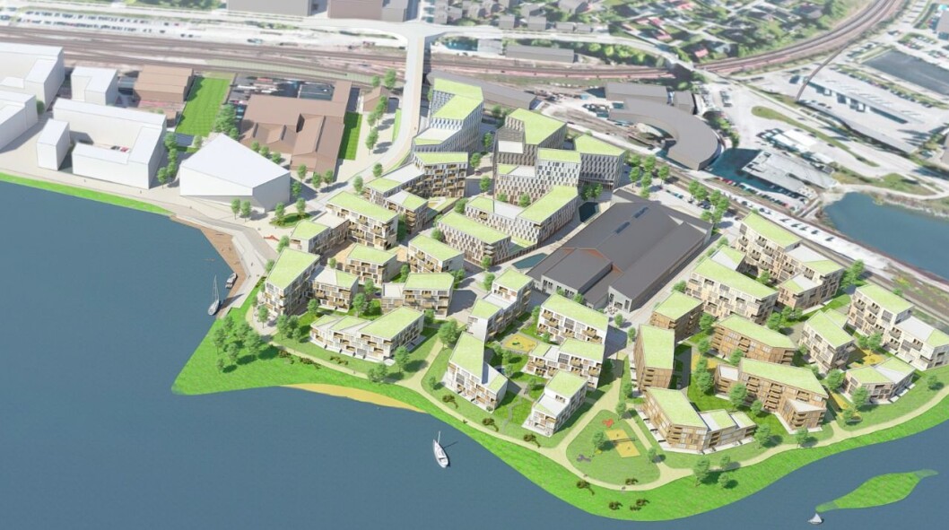 Planene på Hamar er massive og samlet er det snakk om 250.000 kvadratmeter og investeringer på fem milliarder kroner. (TEGNING: Lund + Slåtto Arkitekter) Planene på Hamar er massive og samlet er det snakk om 250.000 kvadratmeter og investeringer på fem milliarder kroner. (TEGNING: Lund + Slåtto Arkitekter)