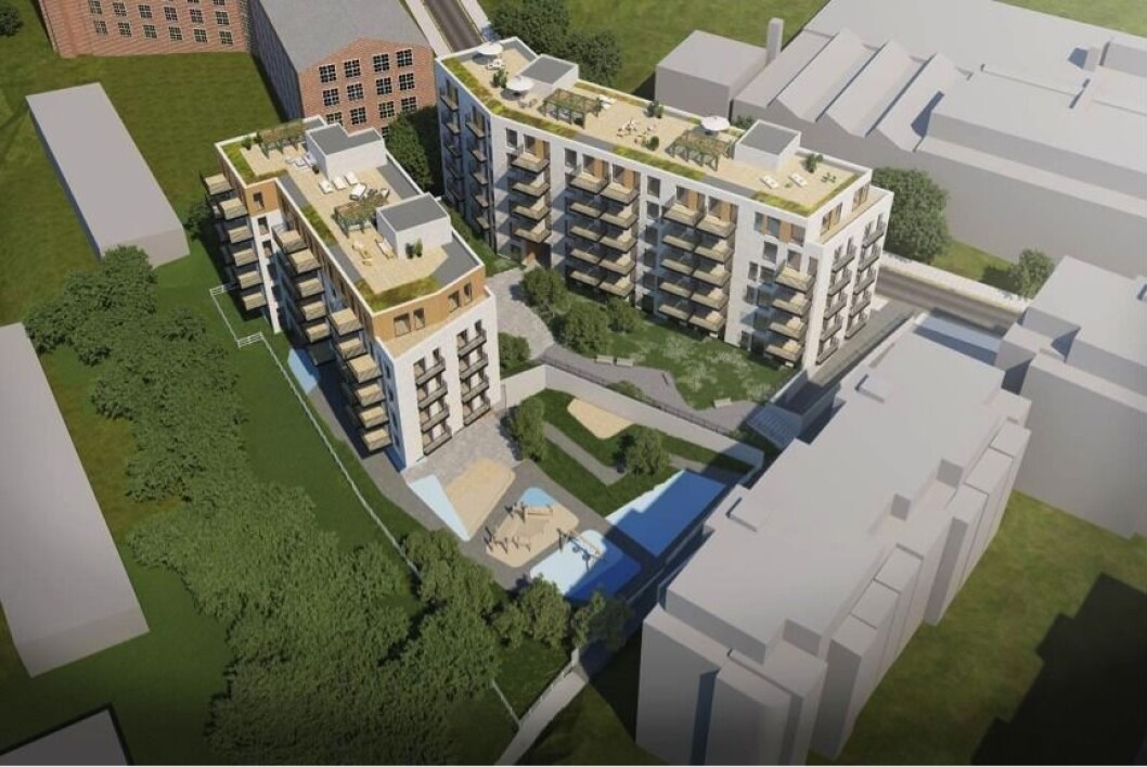 Eiendommen er beliggende 450 meter fra T-banestasjon. (Illustrasjon: Arcasa Arkitekter) Eiendommen er beliggende 450 meter fra T-banestasjon. (Illustrasjon: Arcasa Arkitekter)