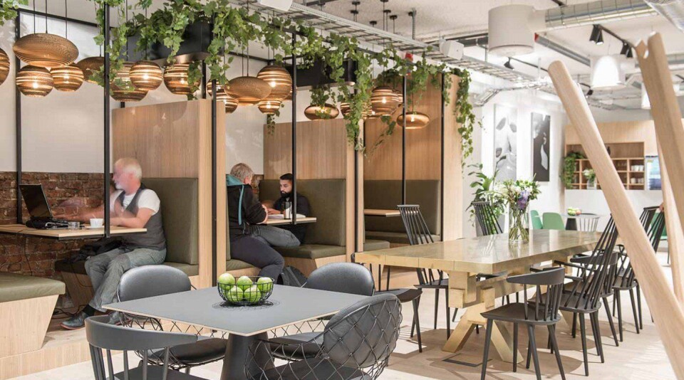 Co-working får en stadig viktigere rolle i eiendomsmarkedet. Her fra Spaces’ lokaler i Kvadraturen. Foto: Spaces. Co-working får en stadig viktigere rolle i eiendomsmarkedet. Her fra Spaces’ lokaler i Kvadraturen. Foto: Spaces.