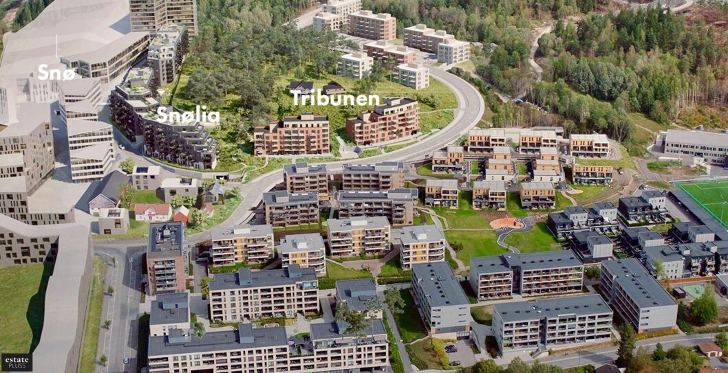SENTRALT: Etterspørselen etter leiligheter i Lørenskog Stasjonsby er stor. Nærheten til Snøporten og jernbanestasjonen er to store trekkplastre.