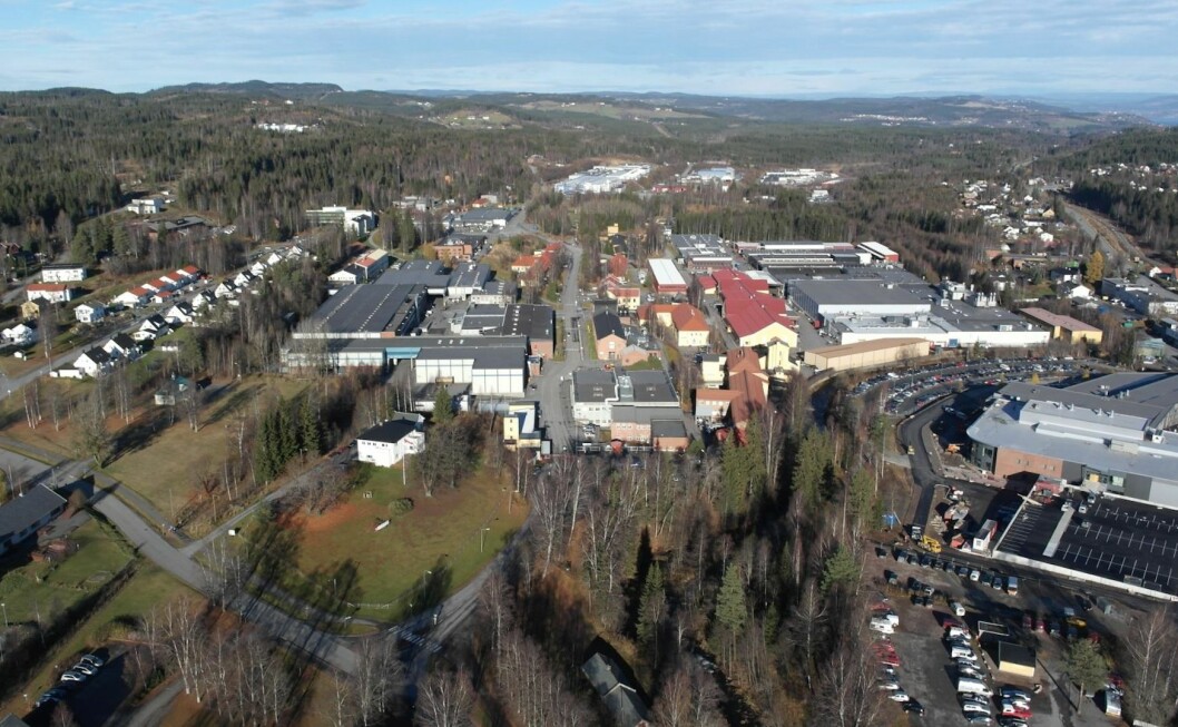 Oversiktsfoto over Raufoss Næringspark.