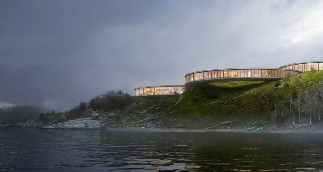 SPENSTIG: Slik kan hotellet bli på det lille ferjestedet Lauvvik om LINK arkitektur og Sandnes kommune får det som de vil. Ill.: LINK arkitektur, K2 Visual SPENSTIG: Slik kan hotellet bli på det lille ferjestedet Lauvvik om LINK arkitektur og Sandnes kommune får det som de vil. Ill.: LINK arkitektur, K2 Visual