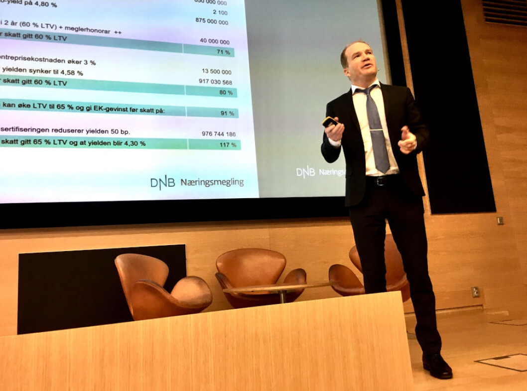 STERK ETTERSPØRSEL: - Eiendomsaktørene har stor investeringsvilje, og de fleste tror de vil kjøpe mer enn de selger i år, sier Gunnar Selbyg, analysedirektør i DNB Næringsmegling. STERK ETTERSPØRSEL: - Eiendomsaktørene har stor investeringsvilje, og de fleste tror de vil kjøpe mer enn de selger i år, sier Gunnar Selbyg, analysedirektør i DNB Næringsmegling.