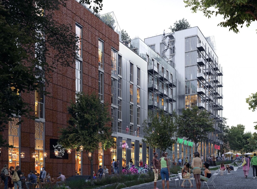 GJENBRUK: Bygget med boliger og næring vil være et fullstendig gjenbruksbygg. (Ill.: MAD arkitekter) GJENBRUK: Bygget med boliger og næring vil være et fullstendig gjenbruksbygg. (Ill.: MAD arkitekter)