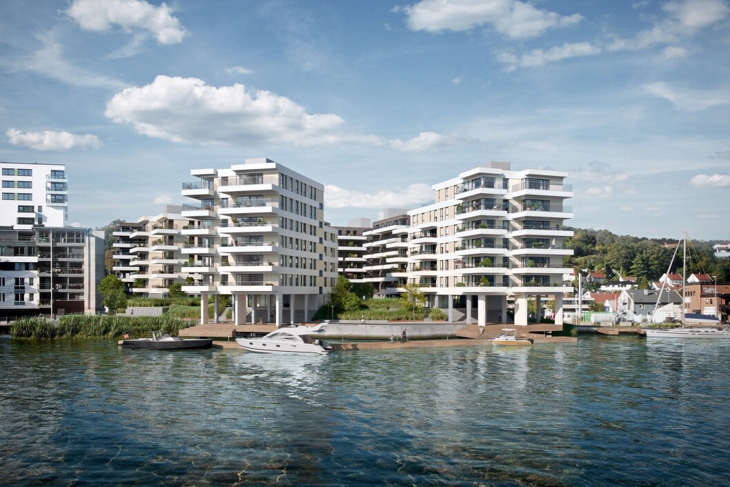 NR 2: Kilen brygge i Sandefjord. Illustrasjon: EVE Images. NR 2: Kilen brygge i Sandefjord. Illustrasjon: EVE Images.