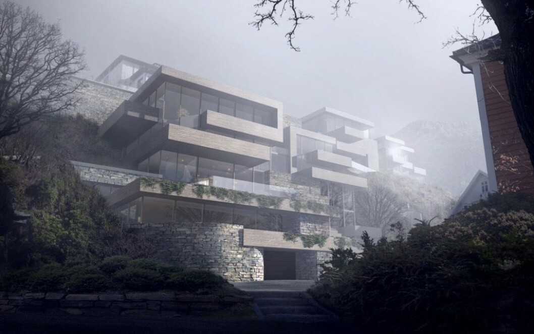 DYRE LEILIGHETER: Bellevue 2 skal nå bygges i Fjellsiden i Bergen. Ill.: En til En Arkitekter