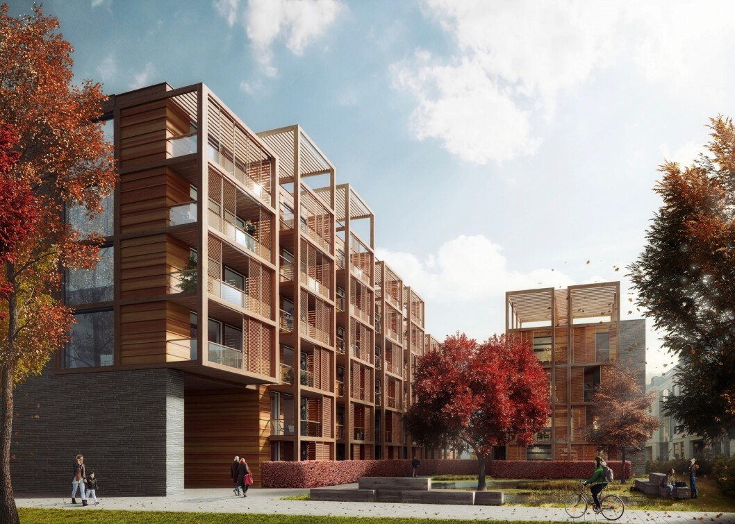 FJERNES: Vinduene på fasaden som vender mot St. Sunniva skole på det ene bygget, må fjernes. Ill: AART/SJ architects FJERNES: Vinduene på fasaden som vender mot St. Sunniva skole på det ene bygget, må fjernes. Ill: AART/SJ architects