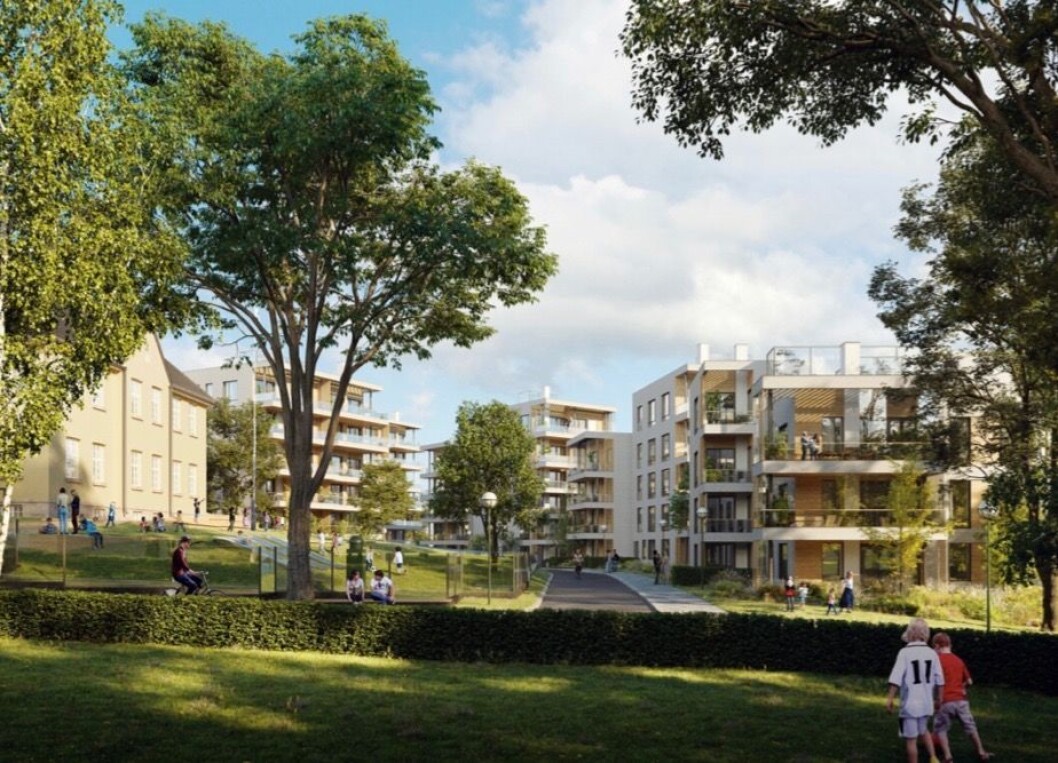 17,5 DEKAR: Planområdet består av 5 tomter på til sammen 17,5 dekar. Ill: HRTB Arkitekter 17,5 DEKAR: Planområdet består av 5 tomter på til sammen 17,5 dekar. Ill: HRTB Arkitekter