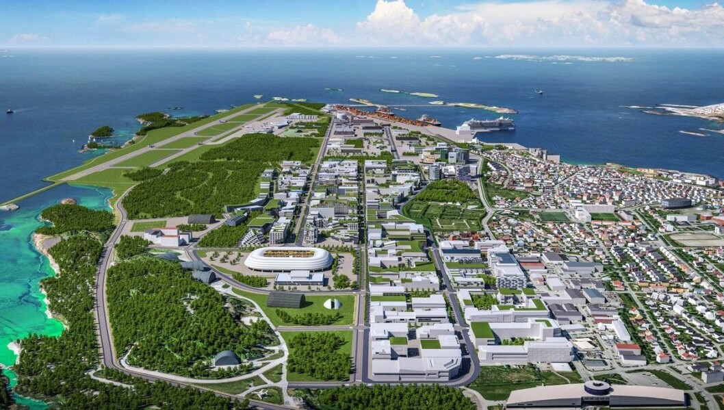 BYUTVIKLING: Når flyplassen i Bodø flyttes, forventer kommunen 10.000 nye arbeidsplasser i den nye bydel de neste 30 årene. Ill.: Bodø kommune BYUTVIKLING: Når flyplassen i Bodø flyttes, forventer kommunen 10.000 nye arbeidsplasser i den nye bydel de neste 30 årene. Ill.: Bodø kommune