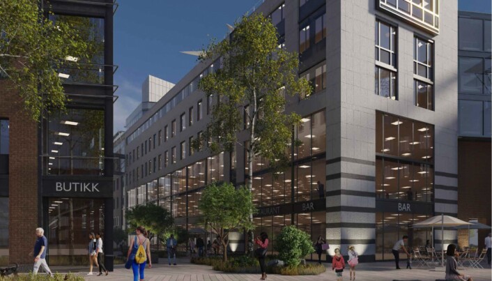 OVERBYGG: Sett fra Filipstadveien. Overbygg over Ruseløkkveien er senket til gateplan for visuell kontakt og aktive fasader. OVERBYGG: Sett fra Filipstadveien. Overbygg over Ruseløkkveien er senket til gateplan for visuell kontakt og aktive fasader.