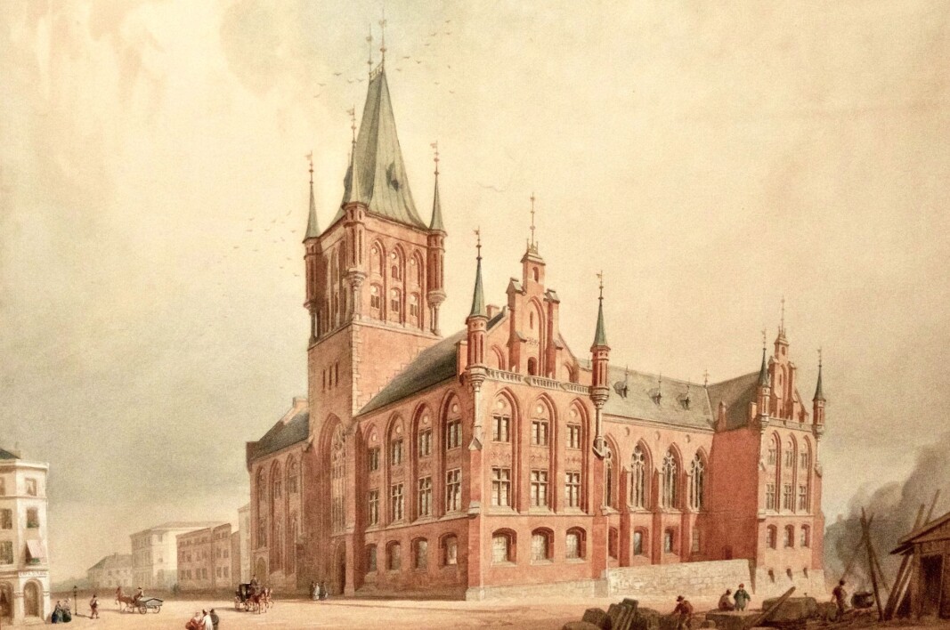 GOTISK: Dette er Wilhelm von Hanno og Heinrich E. Schirmers vinnerutkast i konkurransen om stortingsbygningen. GOTISK: Dette er Wilhelm von Hanno og Heinrich E. Schirmers vinnerutkast i konkurransen om stortingsbygningen.