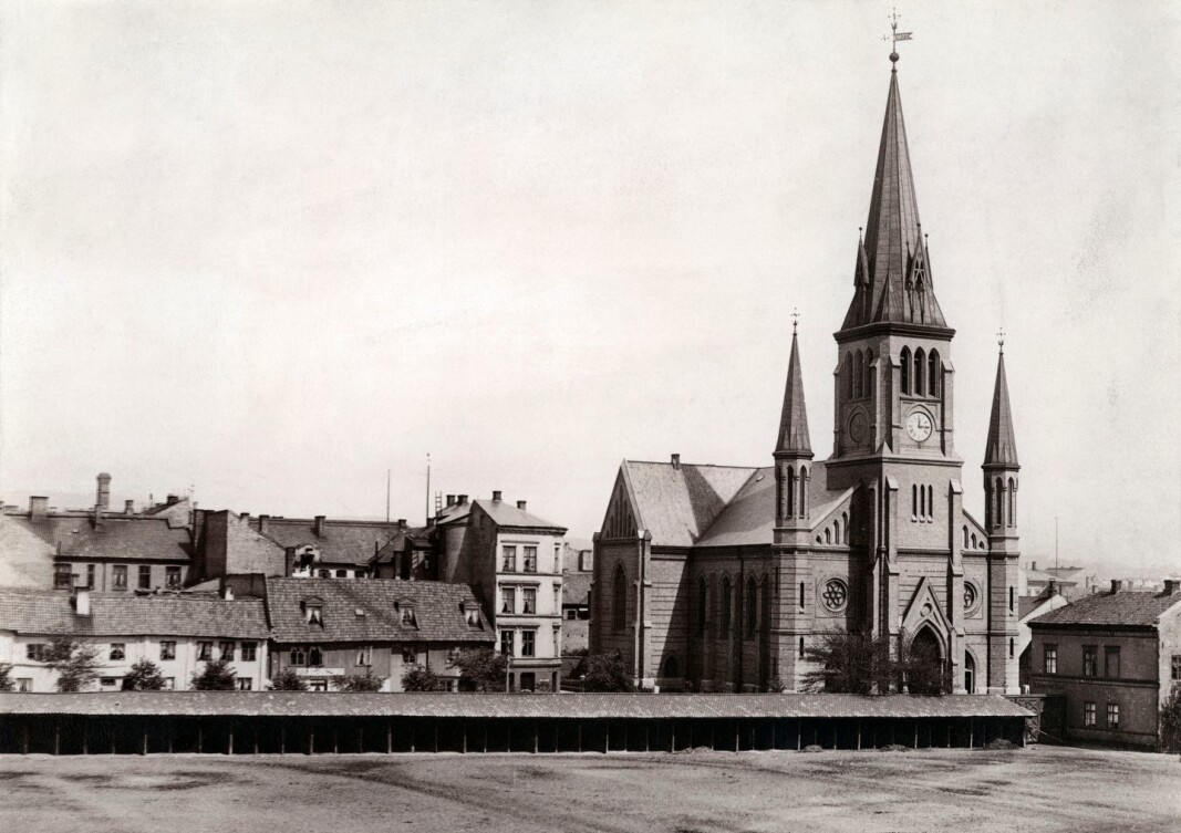 REVET: Johannes kirke lå på Christiania Torv i hovedstaden inntil 1928. REVET: Johannes kirke lå på Christiania Torv i hovedstaden inntil 1928.