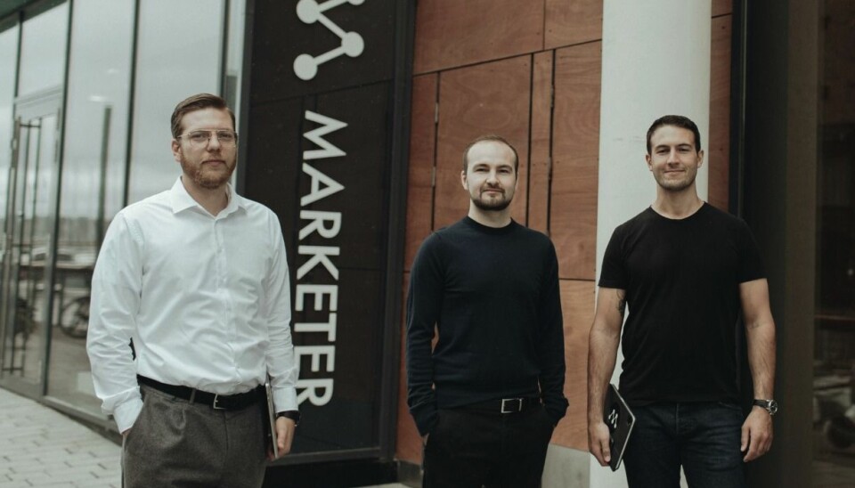 SATSER: Gründerne Jon Amdahl Martinsen (tv), Thomas Meyer og Amir Folkestad Habhab (th) skal skalere opp for internasjonalt salg.