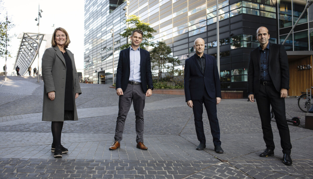 OPPKJØP: Swecos administrerende direktør Grete Aspelund og direktør i byggdivisjonen, Rasmus Nord, sammen med TAG-gründerne Morten Longum og Lars Eirik Ulseth. OPPKJØP: Swecos administrerende direktør Grete Aspelund og direktør i byggdivisjonen, Rasmus Nord, sammen med TAG-gründerne Morten Longum og Lars Eirik Ulseth.