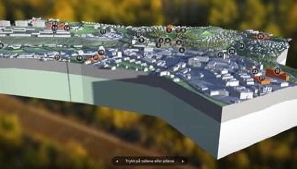 3D modell der boligkjøpere selv kan utforske nærmiljøet fra sofakroken 3D modell der boligkjøpere selv kan utforske nærmiljøet fra sofakroken