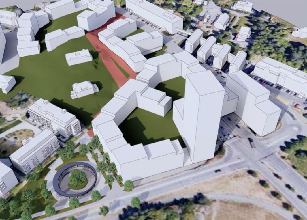 20 ETASJER: Foreslått bebyggelse er hovedsakelig i 5-7 etasjer, men inkluderer også tårn med 6 næringsetasjer og 14 boligetasjer. 20 ETASJER: Foreslått bebyggelse er hovedsakelig i 5-7 etasjer, men inkluderer også tårn med 6 næringsetasjer og 14 boligetasjer.