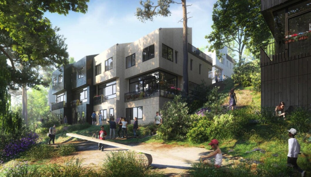 MUNKERUDGRENDA: Planforslaget legger opp til ny boligbebyggelse i 2-3 etasjer organisert som rekkehusbebyggelse i to rekketun. MUNKERUDGRENDA: Planforslaget legger opp til ny boligbebyggelse i 2-3 etasjer organisert som rekkehusbebyggelse i to rekketun.