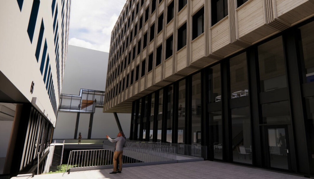SYV ETASJER: Den todelte bygningen er foreslått med syv etasjer.
