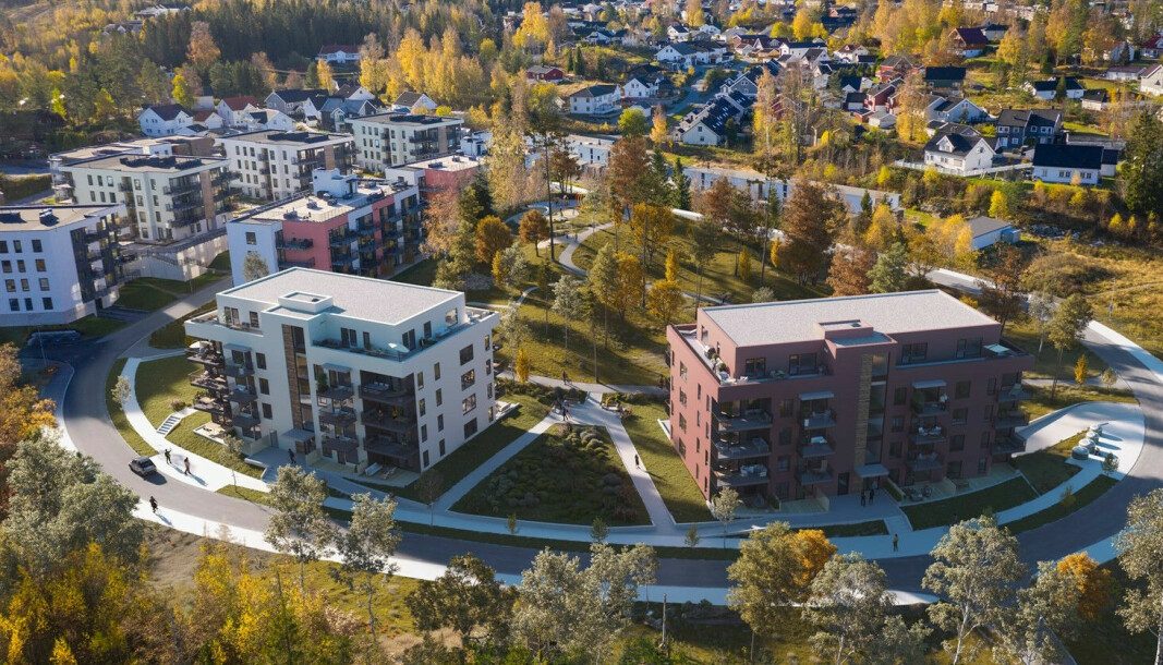 BYDEL: Dette feltet som skal få 500 leiligheter totalt blir nærmest en ny bydel i det hurtigvoksende tettstedet.