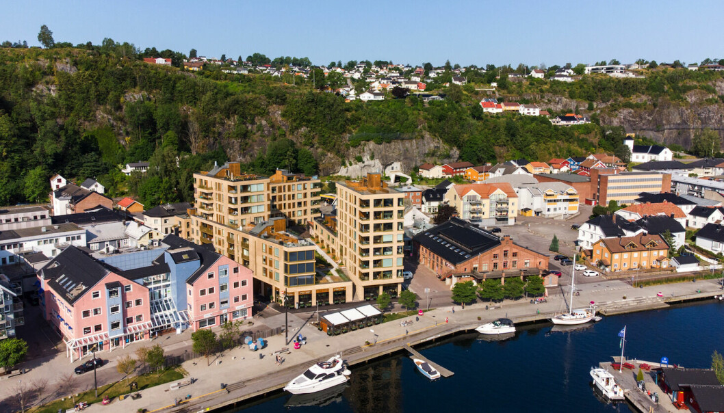 SUKSESS: Holmestrand Brygge med 75 leiligheter og 1.100 kvadratmeter næring var utsolgt ved overtakelse, med et salgsvolum på 359 millioner kroner.