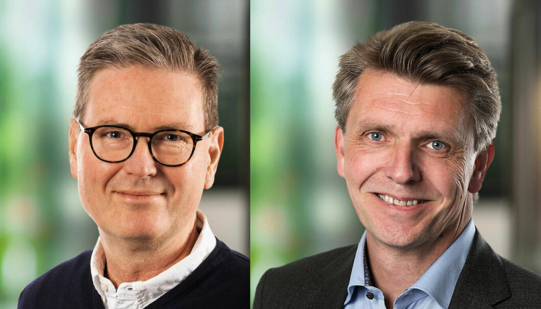 FORNØYD: Patrik Hall (tv) i Heimstaden Bostad er fornøyd med dealen med Heimstaden AB og styreleder Axel Brändström i Heimstaden, som også er Head of Real Assets at Alecta.