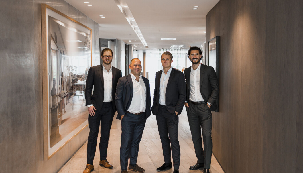 STARTET I JANUAR 2021: Pangea Project Finance-teamet Sondre Aarseth Skjerven (fv), Arnstein Rød, Viktor Myhre og Dino Ligonja. STARTET I JANUAR 2021: Pangea Project Finance-teamet Sondre Aarseth Skjerven (fv), Arnstein Rød, Viktor Myhre og Dino Ligonja.
