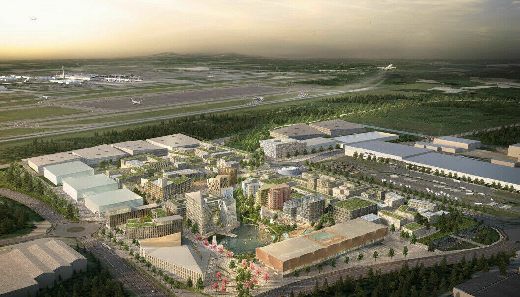 GIGANTPROSJEKT: Oslo Airport City kan gi 1 million kvadratmeter bygningsmasse rett ved Oslo Lufthavn Gardermoen.