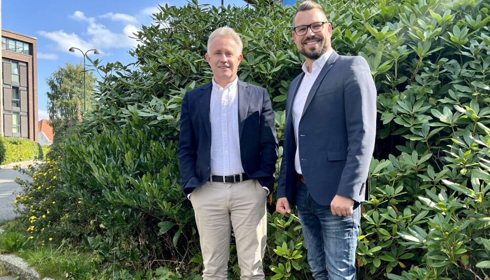 Rune Augenstein, CTIO hos Smedvig Eiendom, og Asbjørn Lunde, CEO hos PowerPal. Rune Augenstein, CTIO hos Smedvig Eiendom, og Asbjørn Lunde, CEO hos PowerPal.