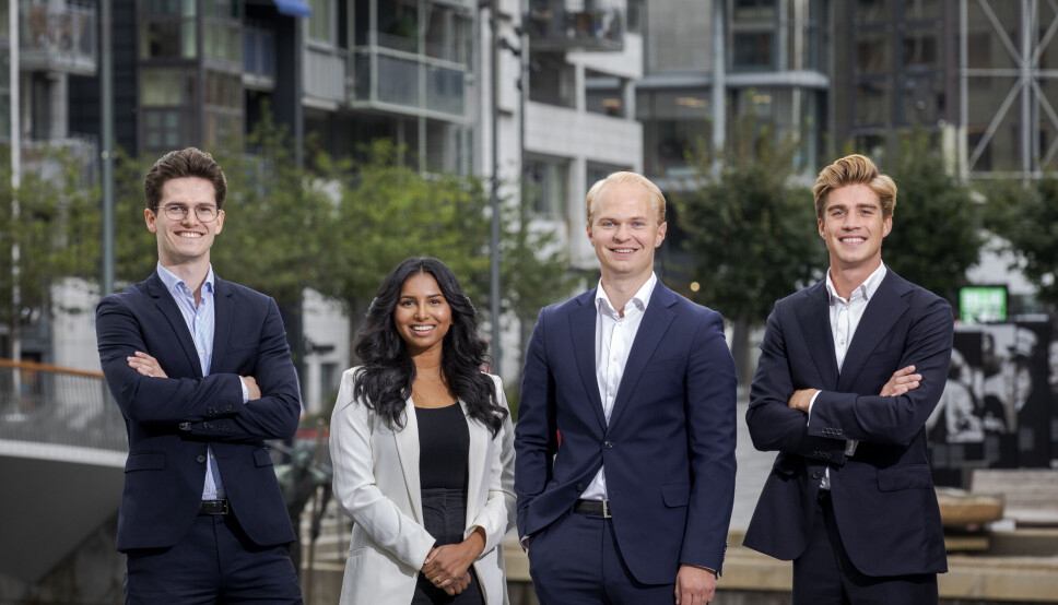 UNGE ANSETTELSER: Fredrick Maaseide, Kaviya Elaiyarajah Kristoffer Myrvold Fagerbakk og Sverre Albech har begynt i UNION.Click to add image caption UNGE ANSETTELSER: Fredrick Maaseide, Kaviya Elaiyarajah Kristoffer Myrvold Fagerbakk og Sverre Albech har begynt i UNION.Click to add image caption