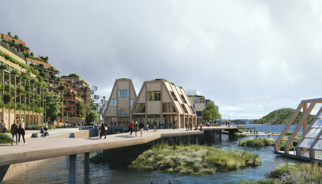 FJORDEN: Dette er ett av arkitektforslagene for Grønlikaia Lohavna.