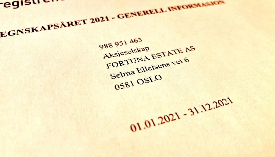 CASHER INN: Fortuna Estate AS, som eies av Leif Botolf Hesle. CASHER INN: Fortuna Estate AS, som eies av Leif Botolf Hesle.