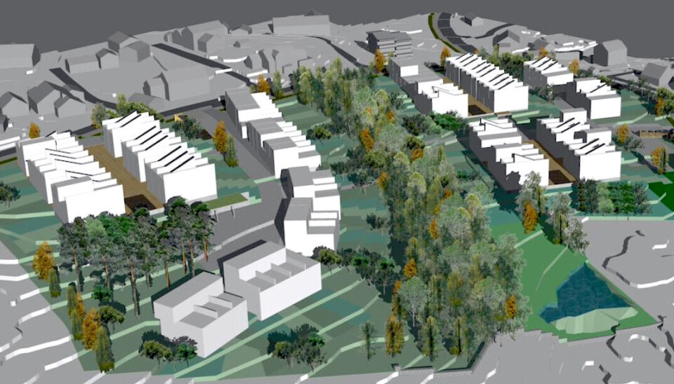 BOLIGFELT: Slik ser utviklerne for seg boligene oppe på åsen, 250 meter over sentrum. BOLIGFELT: Slik ser utviklerne for seg boligene oppe på åsen, 250 meter over sentrum.