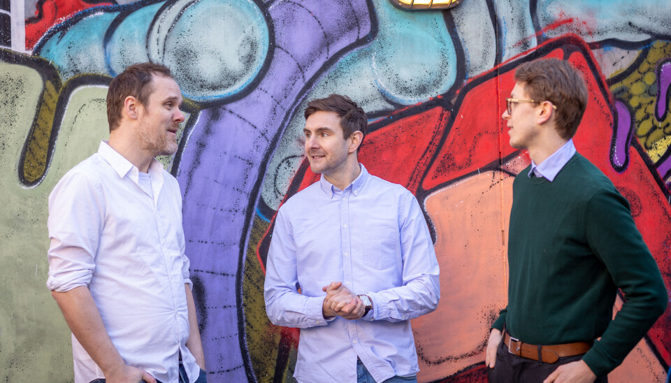 Produkteier Jarle Bjørnbeth og Vegar Schwartz, sammen med scrum-master Markus Aanerød Produkteier Jarle Bjørnbeth og Vegar Schwartz, sammen med scrum-master Markus Aanerød