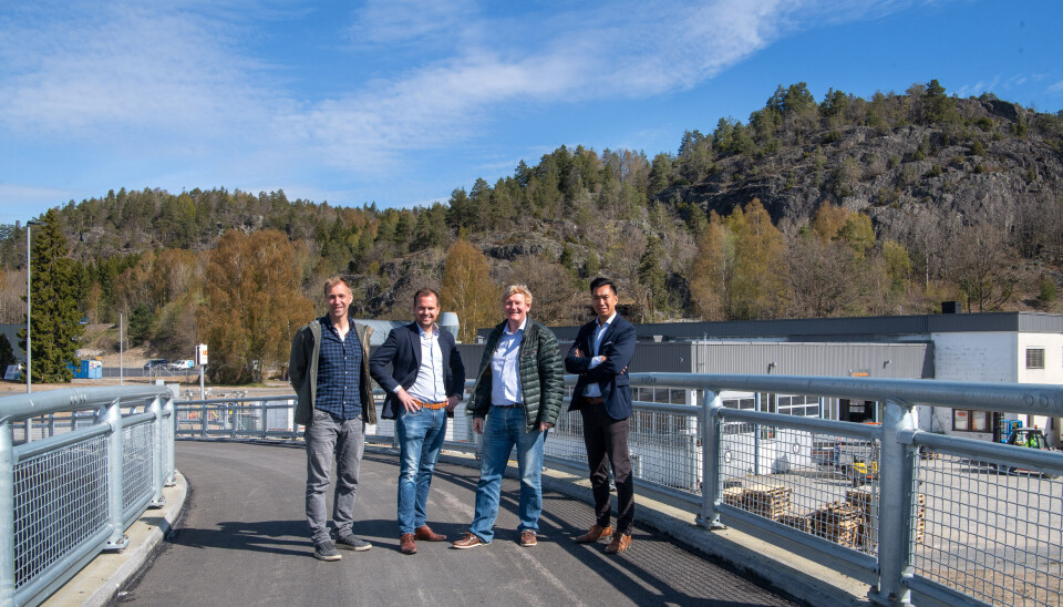 UTVIKLERE: Fra venstre Gjermund Langslet, prosjektleder, Porsgrunn Utvikling AS, Frederic Kristoffersen, adm. dir. Pancom AS, Skulle Wærstad, daglig leder Porsgrunn Utvikling AS og Hotti Dang Ho, adm. dir. Pancom Property AS. UTVIKLERE: Fra venstre Gjermund Langslet, prosjektleder, Porsgrunn Utvikling AS, Frederic Kristoffersen, adm. dir. Pancom AS, Skulle Wærstad, daglig leder Porsgrunn Utvikling AS og Hotti Dang Ho, adm. dir. Pancom Property AS.