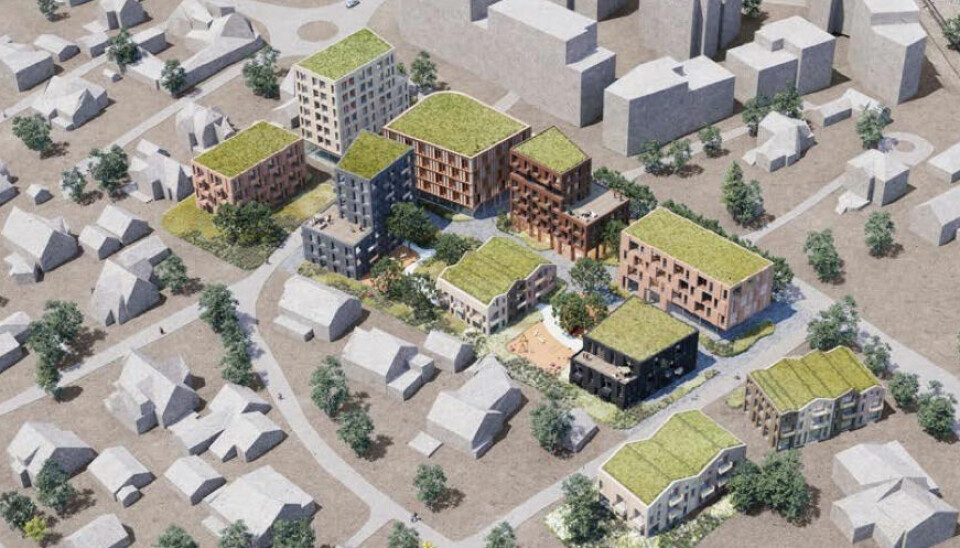 PLAN: Dette er ett av to skisseforslag som viser nok et fortettingsprosjekt i Jessheim sentrum.