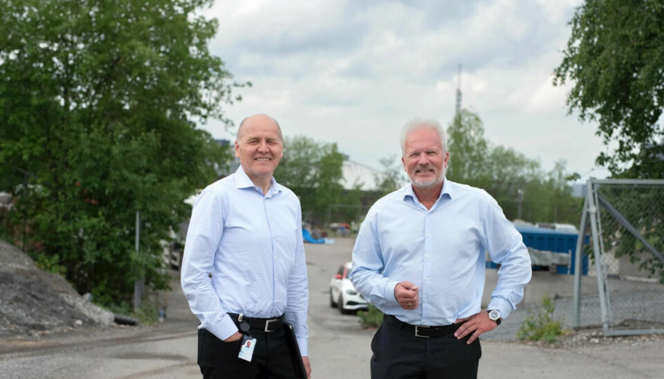 KJØPTE TOMT: Telenor-sjef Sigve Brekke og Hafslund-sjef Finn Bjørn Ruyter har sammen med Hitecvision sikret seg den første av tre tomter.