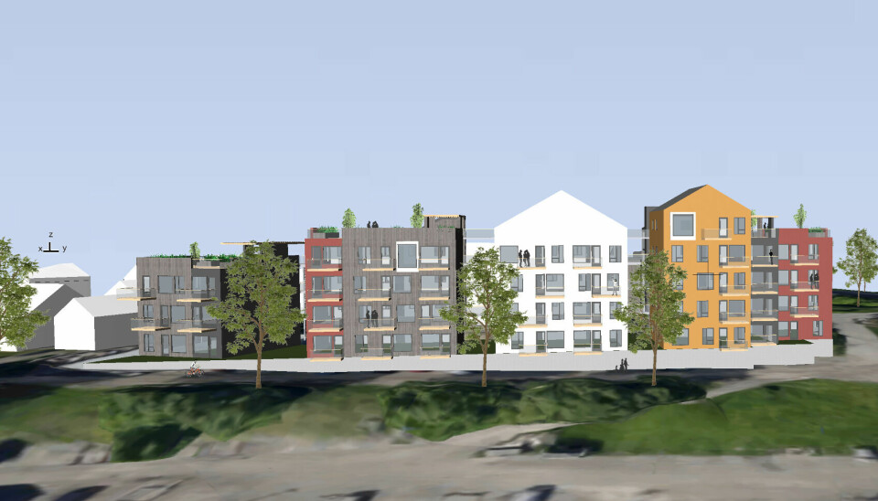 FOR HØYT: Slik så utbyggerne for seg Lillehammer Brygge i 2019. Prosjektet ble barbert med ti leiligheter.