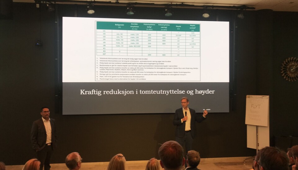 VIKTIG: Utviklerne, her representert ved OBOS-sjef Daniel K. Siraj og Stor Oslo Eiendom-sjef Mathis Grimstad, vil ha fokus på forslaget til kommuneplanen før valget.