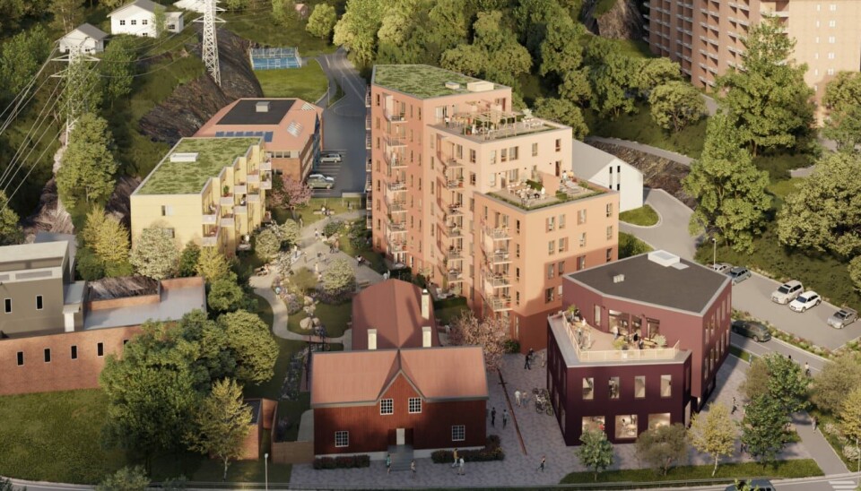 SENTRALT: Prosjektet skal bygges noen minutters gange fra Sandvika sentrum.