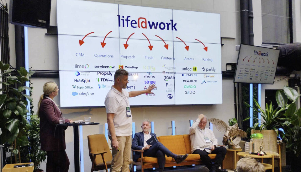 SAMLER AKTØRENE: Under Proptech Summit presenterte markedssjef Frode Aardal Life@Work, en tjenesteplattform som samler kontorbrukere, gårdeier, driftere, forvaltere og leverandører av tjenester.