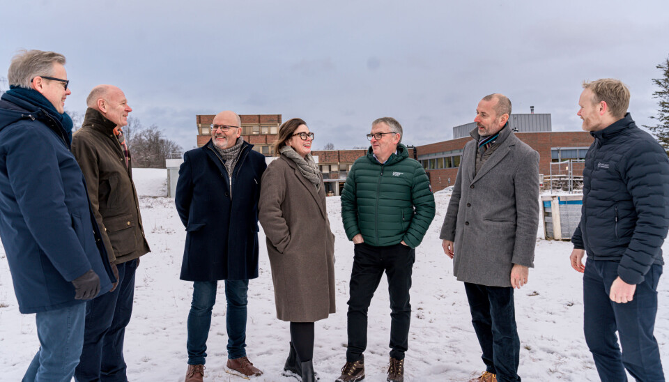 UTVIKLING: Jonas Mjåvatn og Lasse Skjelbred fra Conceptor, Franz Hoelstad, Tonje Bergum Jahr og Bjørn Fauchald fra kommunen, Stig Ø. Kvarsnes fra Conceptor og Jonas Karlsen fra Innlandet Næringsmegling skal utvikle et kvartal i sentrum. Raufoss Rådhuskvartalet