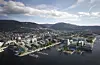 DOKKEN: Asplan Viak og MAD Arkitekter har sammen med Probiz og Casagrande Laboratory fått prestisjeoppdraget med planlegingen av «ny bydel Dokken» i Bergen. Illustrasjon: MAD Arkitekter