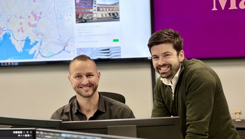 FORNØYD MED LANSERINGEN: Fra venstre; Leder for teknologi i Malling, Robert Skramstad, og digital prosjektleder hos Malling, Stian Thaulow. Foto: Malling