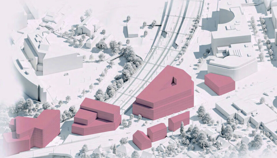 FORTETTING: Forslaget gårt ut på bymessig fortetting av knutepunktet. Solliveien 53-55 Lysaker.  Skisse: Add Arkitekter